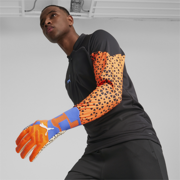 FUTURE Ultimate Negative Cut Football Goalkeeper Gloves, Ultra Orange-Blue Glimmer, large-ZAF