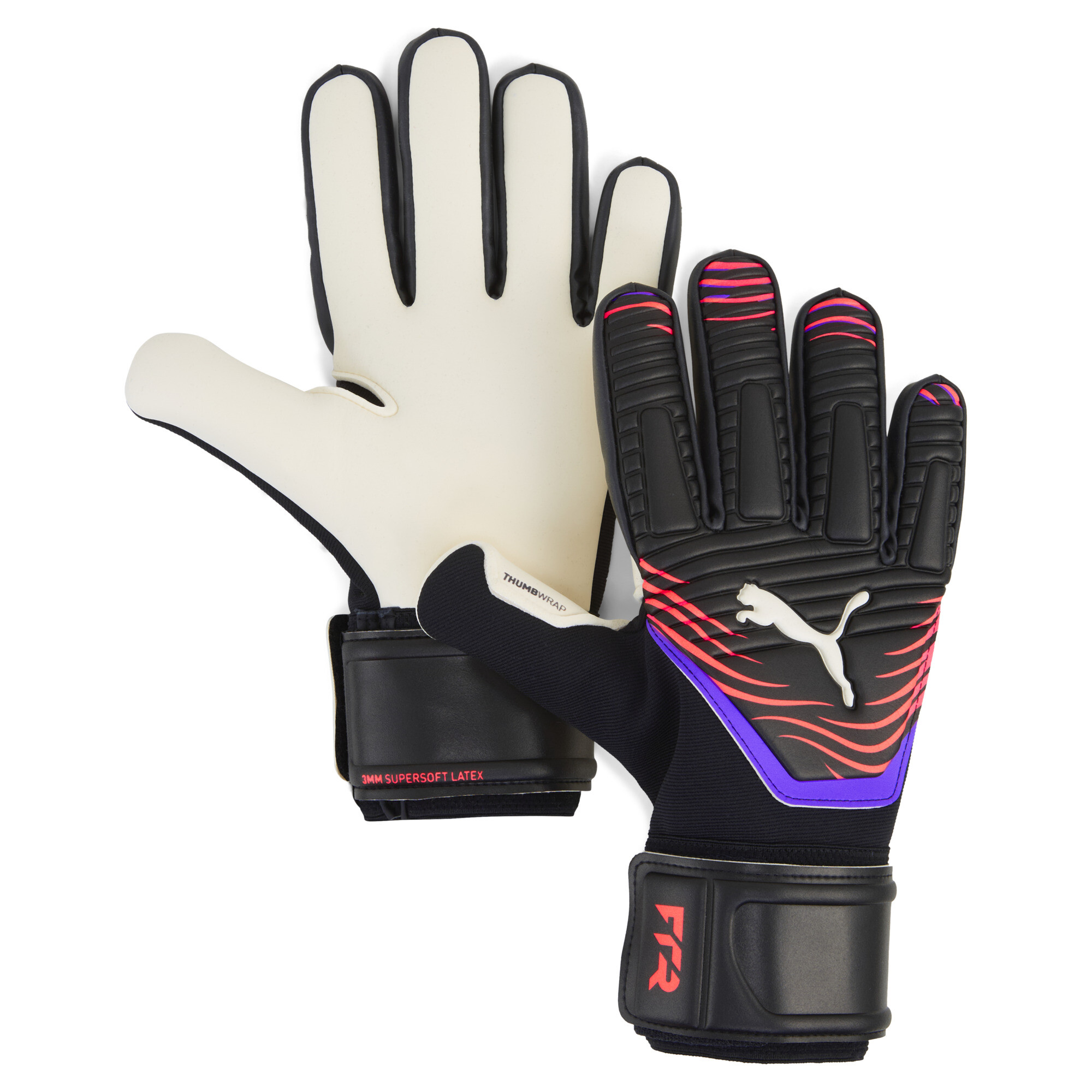 Puma FUTURE Match NC Fußball Torwarthandschuhe | Mit Other Pattern | Black/Glowing Red/Purple Glimmer | Größe: 10