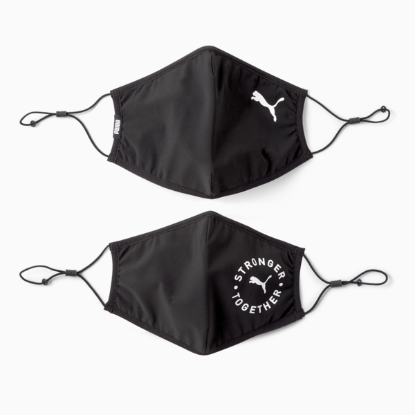 PUMA Face Mask (Set of 2), Puma Black-Cat stronger together, large-ZAF