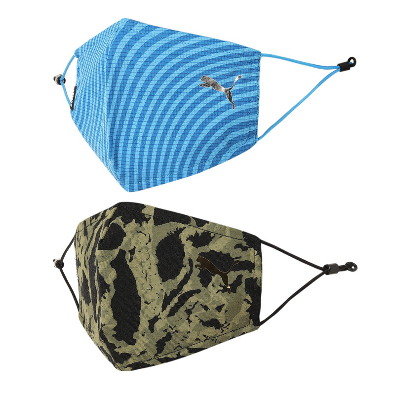 Kids PUMA Camo Face Mask Pack Of 2 in Black/Red/Green size M
