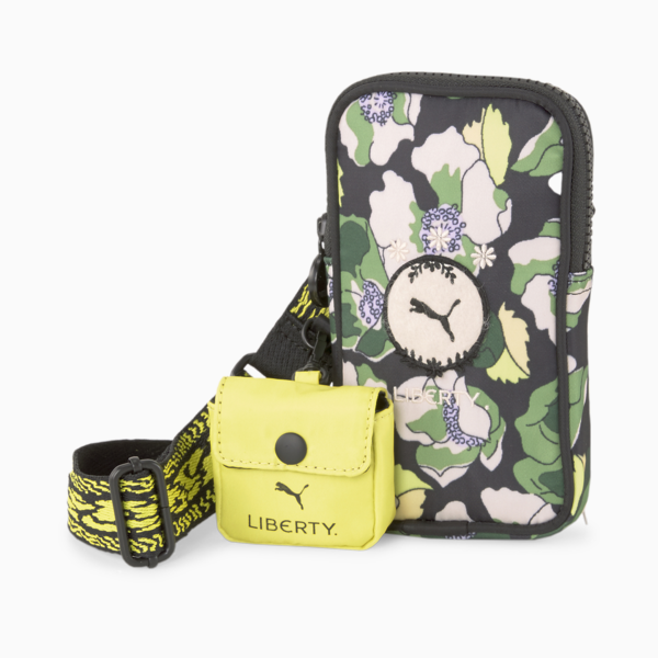 PUMA x LIBERTY Multi Pouch Women's Bag, Puma Black-Sulphur Spring-AOP, large-ZAF