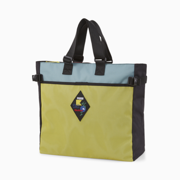 PUMA x BUTTER GOODS Tote Bag, Mineral Blue-Puma Black-Maize, large-ZAF