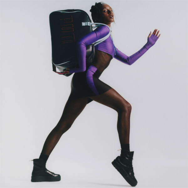 PUMA x DUA LIPA Grip Bag Women, Puma Black-Poppy Red-Light Aqua, large-ZAF