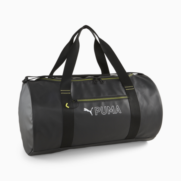 PUMA Fit Duffel Bag, Puma Black-Yellow Burst, large-ZAF