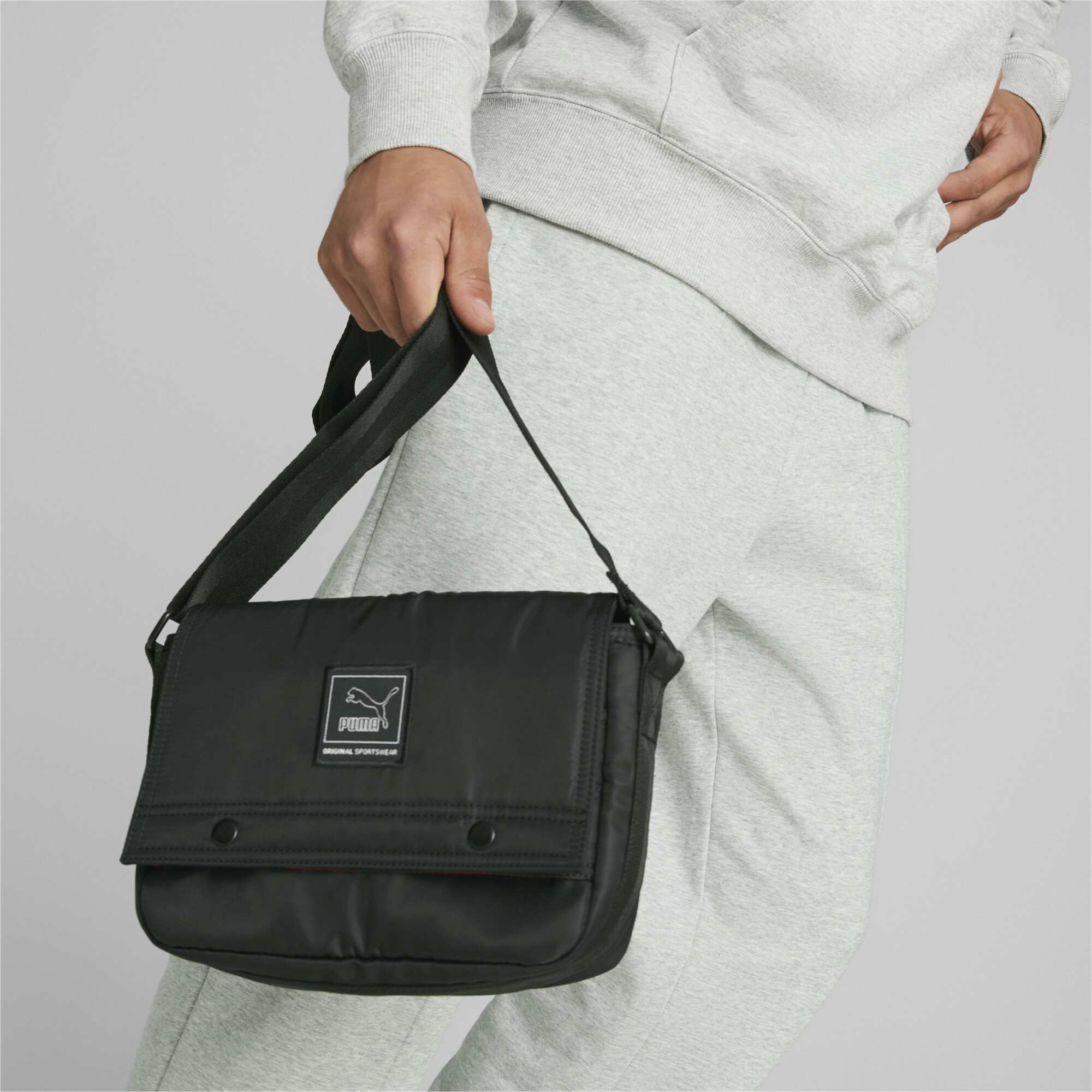 Men's Puma Classics LV8 Woven Messenger Bag, Black, Accessories