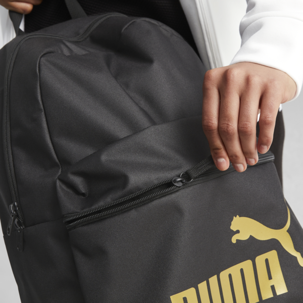 Mochila PUMA Phase II, PUMA Black-Golden Logo, large-ARG