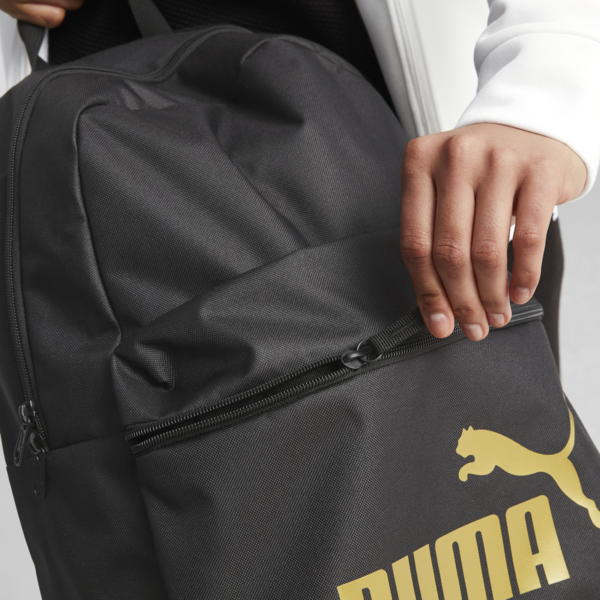 PUMA Phase Backpack, PUMA Black-Golden Logo, large-ZAF