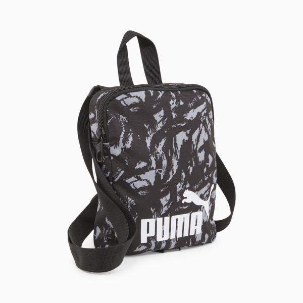 PUMA Phase Printed Portable Bag, PUMA Black-Concrete Gray AOP, large-ZAF