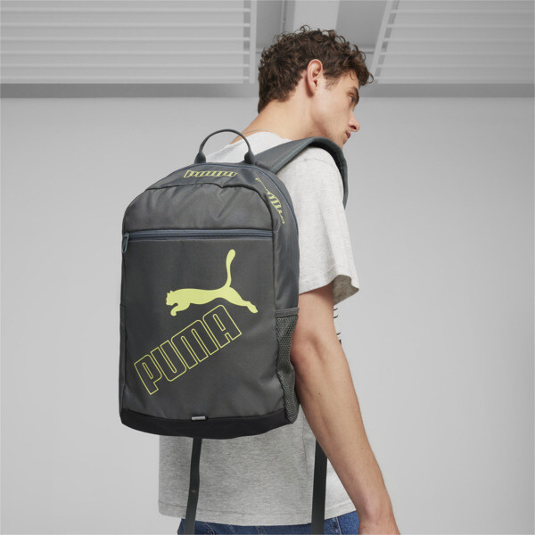 PUMA Phase Backpack II, Mineral Gray-Lime Sheen, large-ZAF