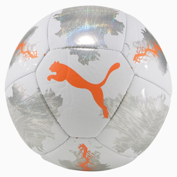 Mini pelota de fútbol PUMA Spin, Puma White-Shocking Orange-Vaporous Gray, large-ARG