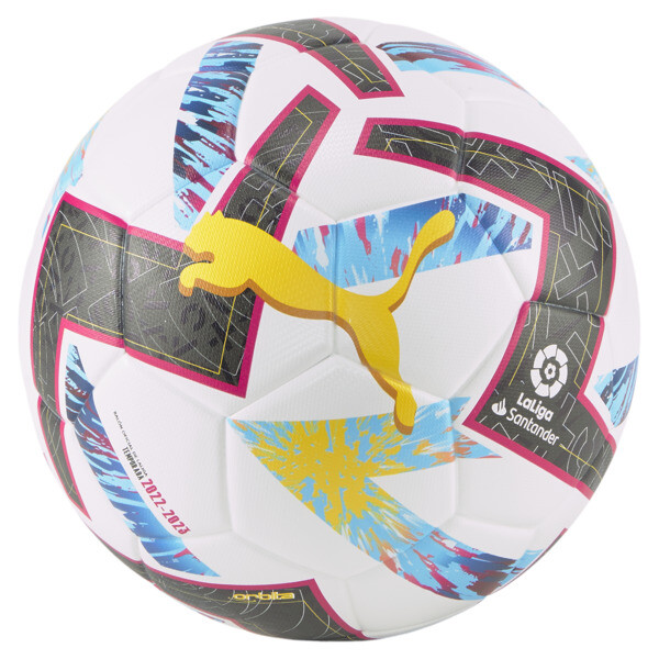 PUMA Orbita La Liga 1 FIFA Quality Soccer Ball, White/Beetroot Purple Blue Atoll
