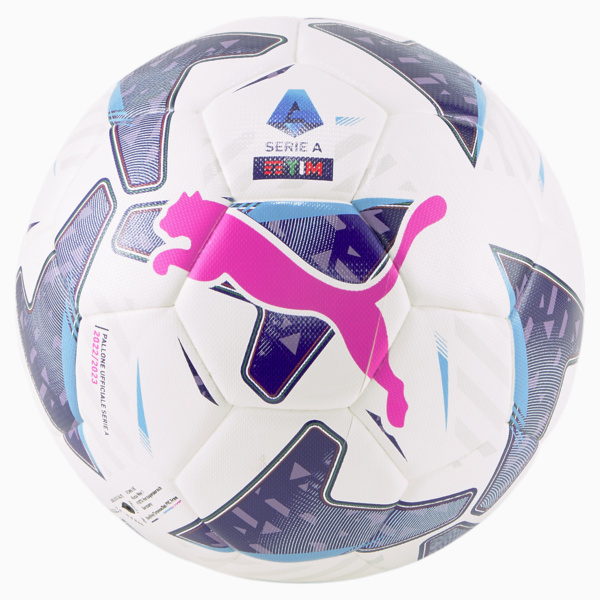 PUMA Orbita Serie A Hybrid Football, Puma White-Blue Glimmer-Sunset Glow, large-ZAF