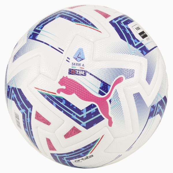 Pelota de Fútbol profesional Orbita Serie A, PUMA White-Blue Glimmer-Sunset Glow, large-ARG