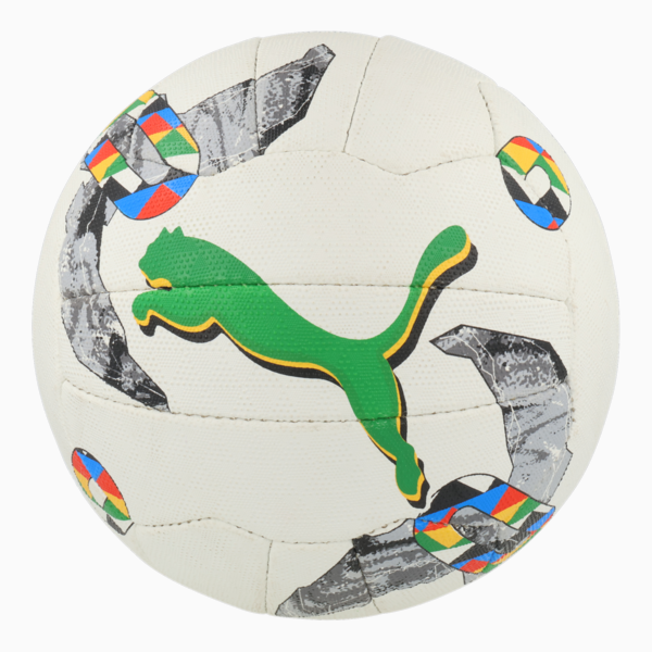 PUMA Orbita 1 Netball Match Ball, Puma White-Puma Black-Electric Blue Lemonade-Verdant Green, large-ZAF