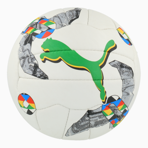 PUMA Orbita 3 Netball Training Ball, Puma White-Puma Black-Electric Blue Lemonade-Verdant Green, large-ZAF