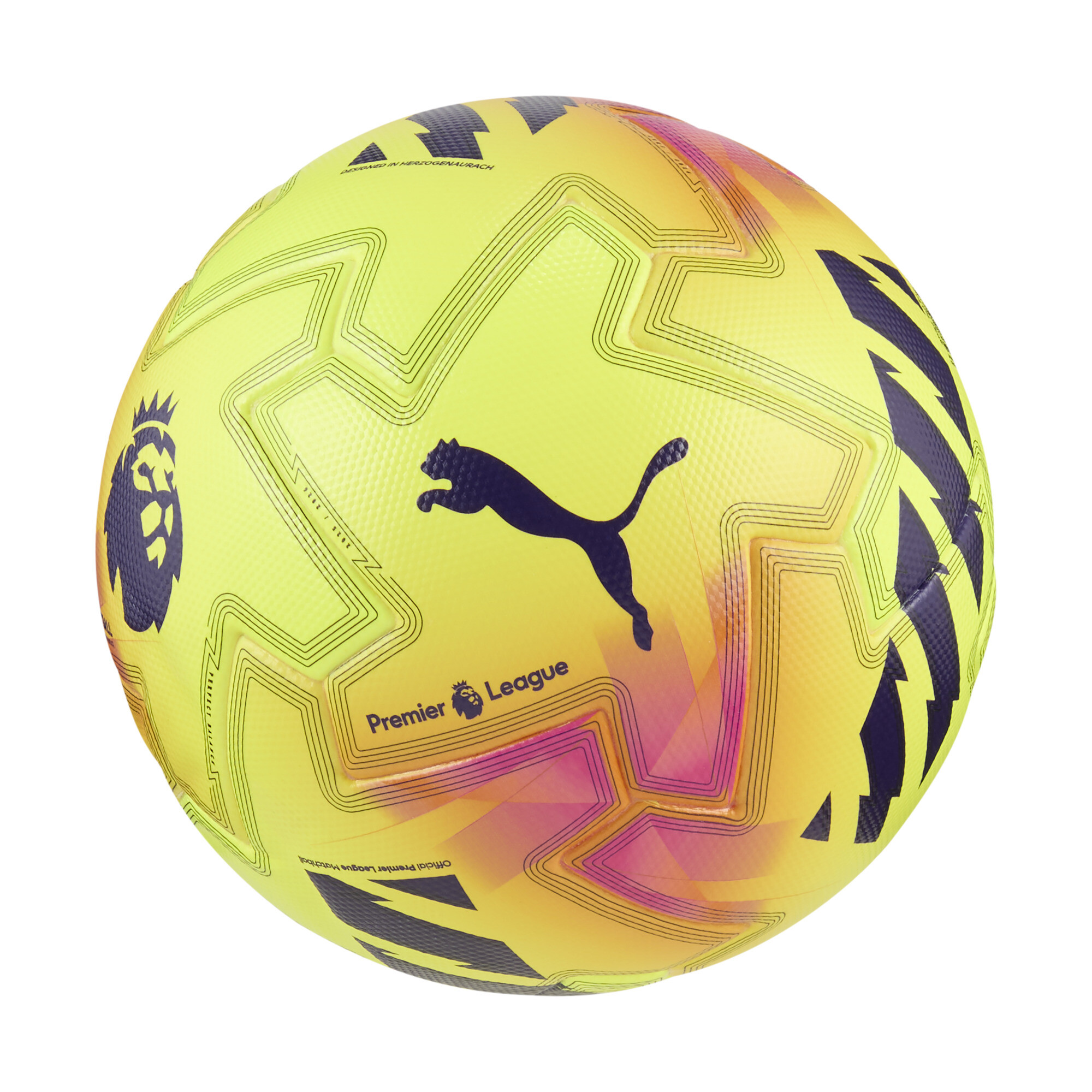 PUMA Orbita Ultimate Premier League Lights Official Match Ball, Size 5, Fluo Yellow/Multicolor