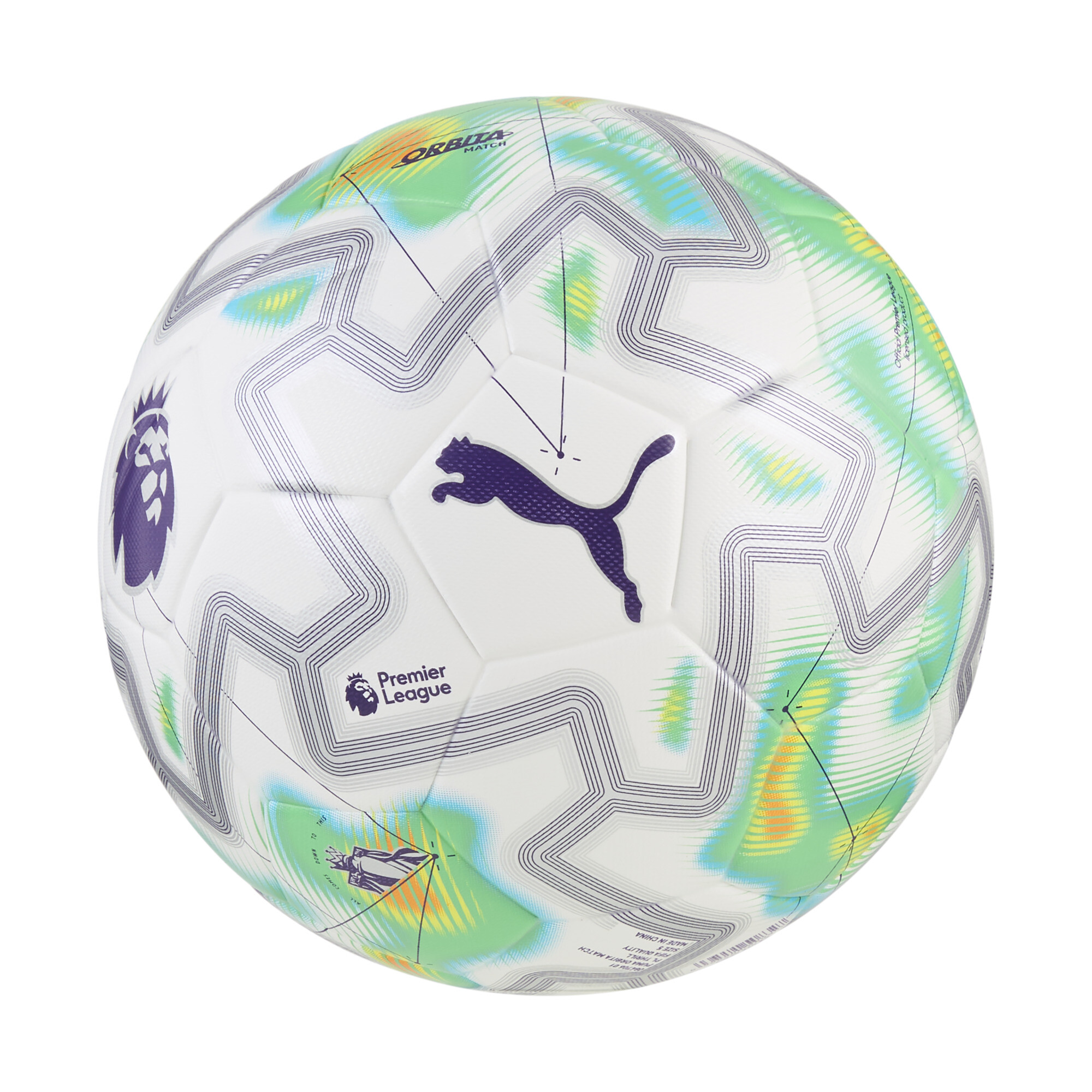 PUMA Orbita Match Premier League Thrill voetbal (FIFA®-kwaliteit), Wit/Meerkleurig, Maat 5