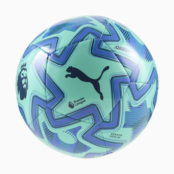 PUMA Orbita Play Premier League Brilliance Football, Electric Peppermint-Mountain Blue-PUMA Black, large-MEX