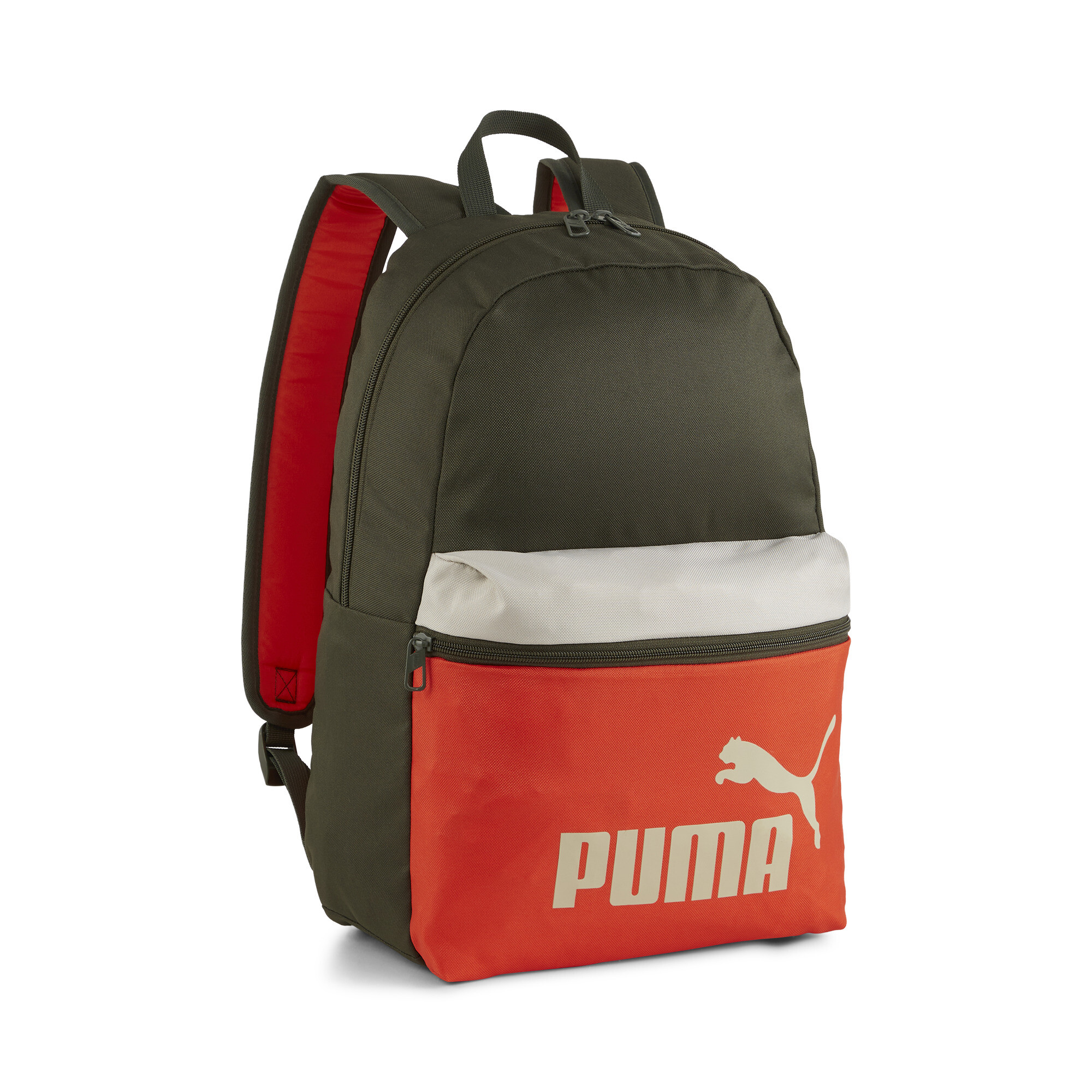 Puma Phase Colorblock Rucksack | Mit Plain | Dark Olive/Redmazing/Desert Dust