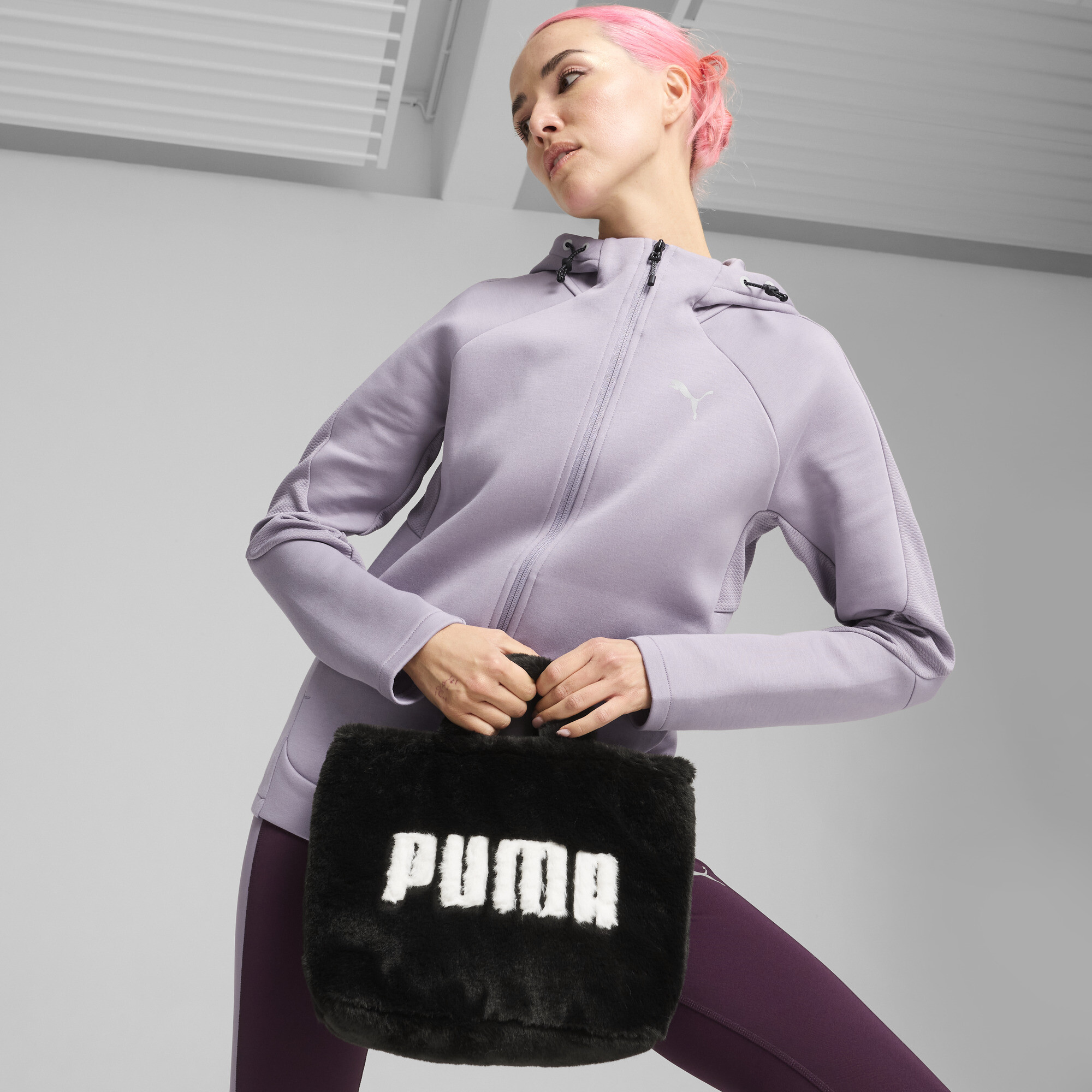 Women's Puma Core Fur Mini Tote Bag, Black, Accessories