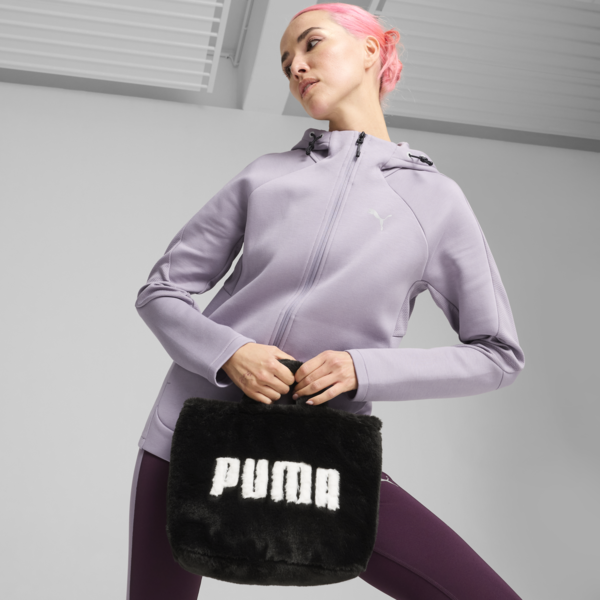 Core Fur Mini Tote Bag, PUMA Black, large-ZAF