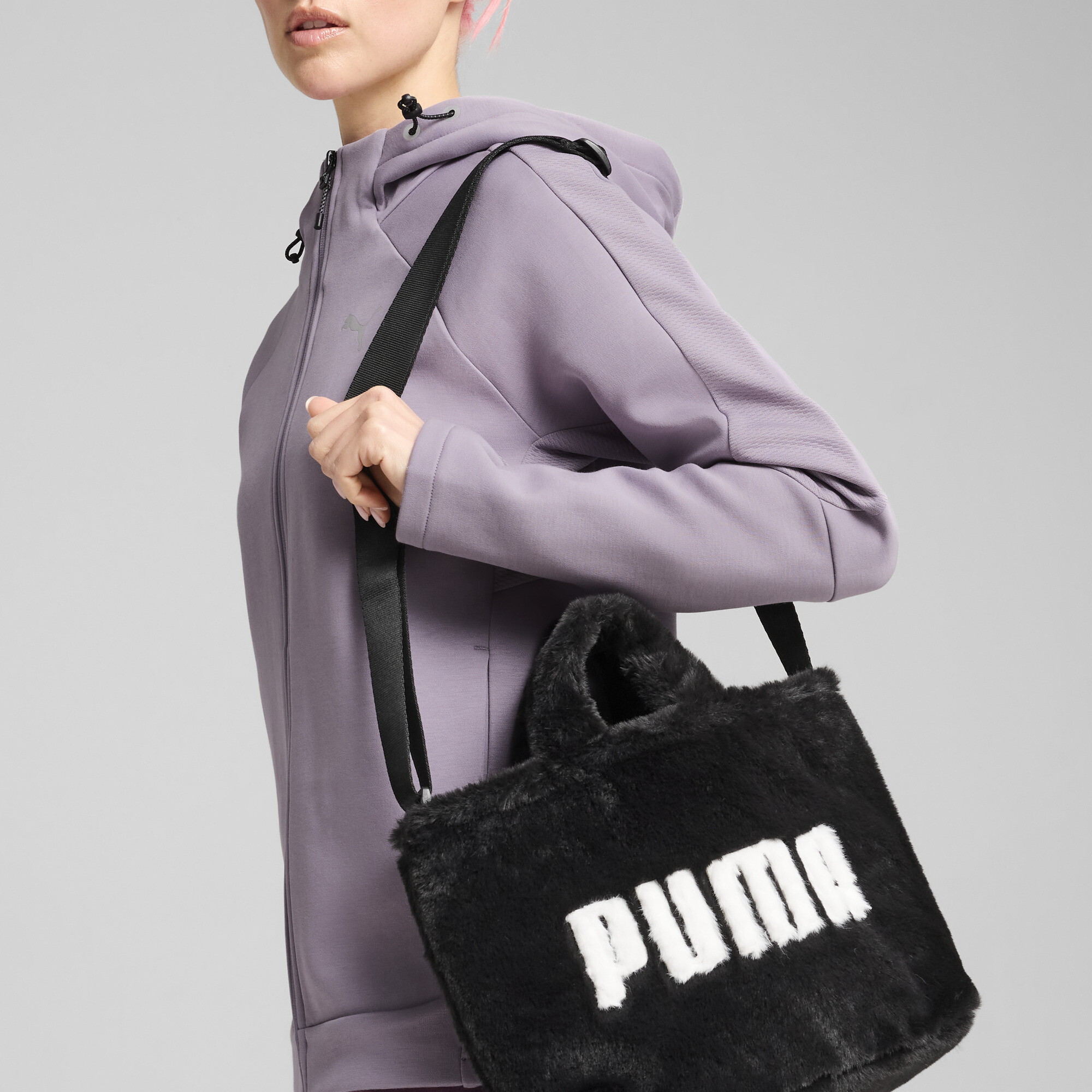 Women's Puma Core Fur Mini Tote Bag, Black, Accessories