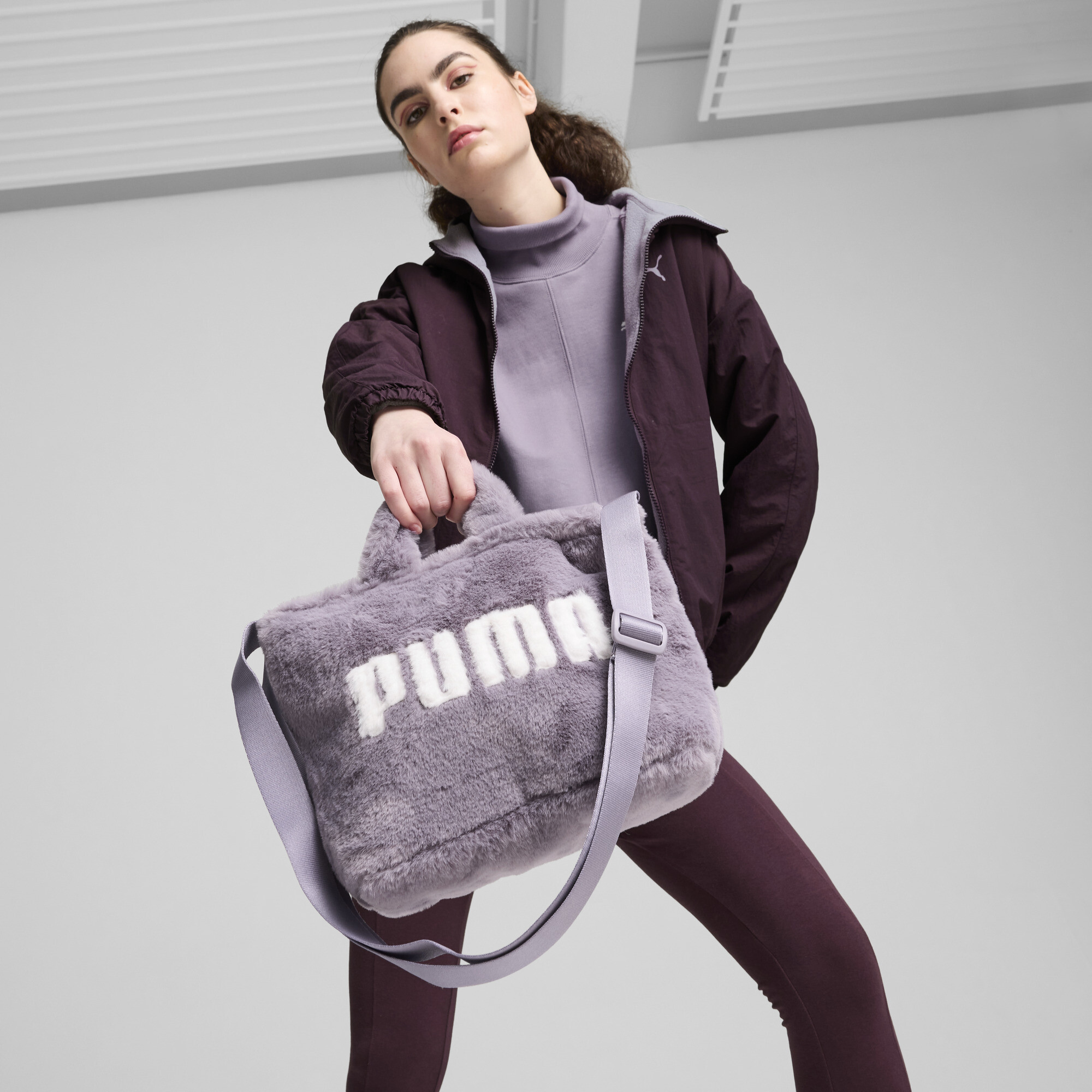 Women's Puma Core Fur Mini Tote Bag, Purple, Accessories