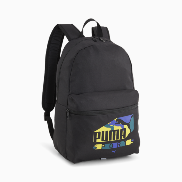 PUMA Phase Sports Print Backpack, PUMA Black-Sports Print, large-ZAF