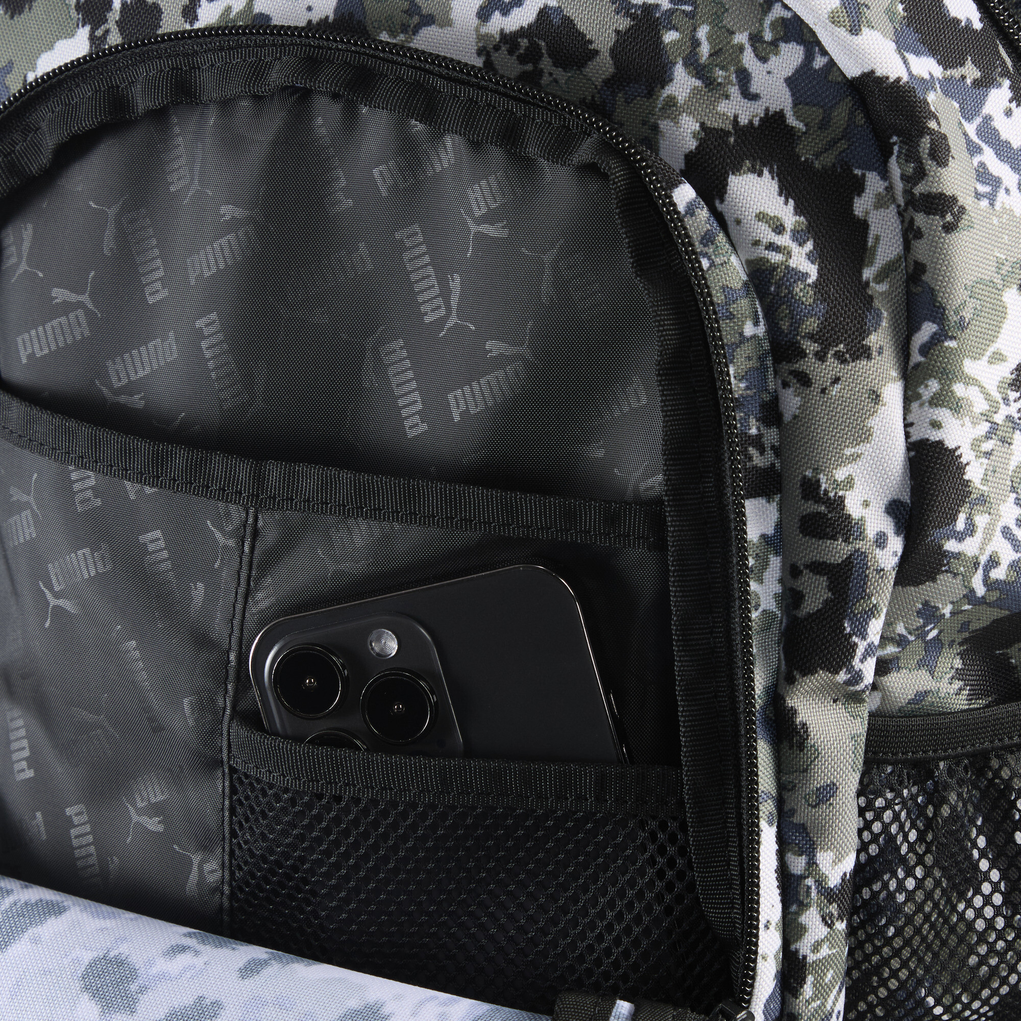 PUMA Academy All-Over Print rugzak, Zwart
