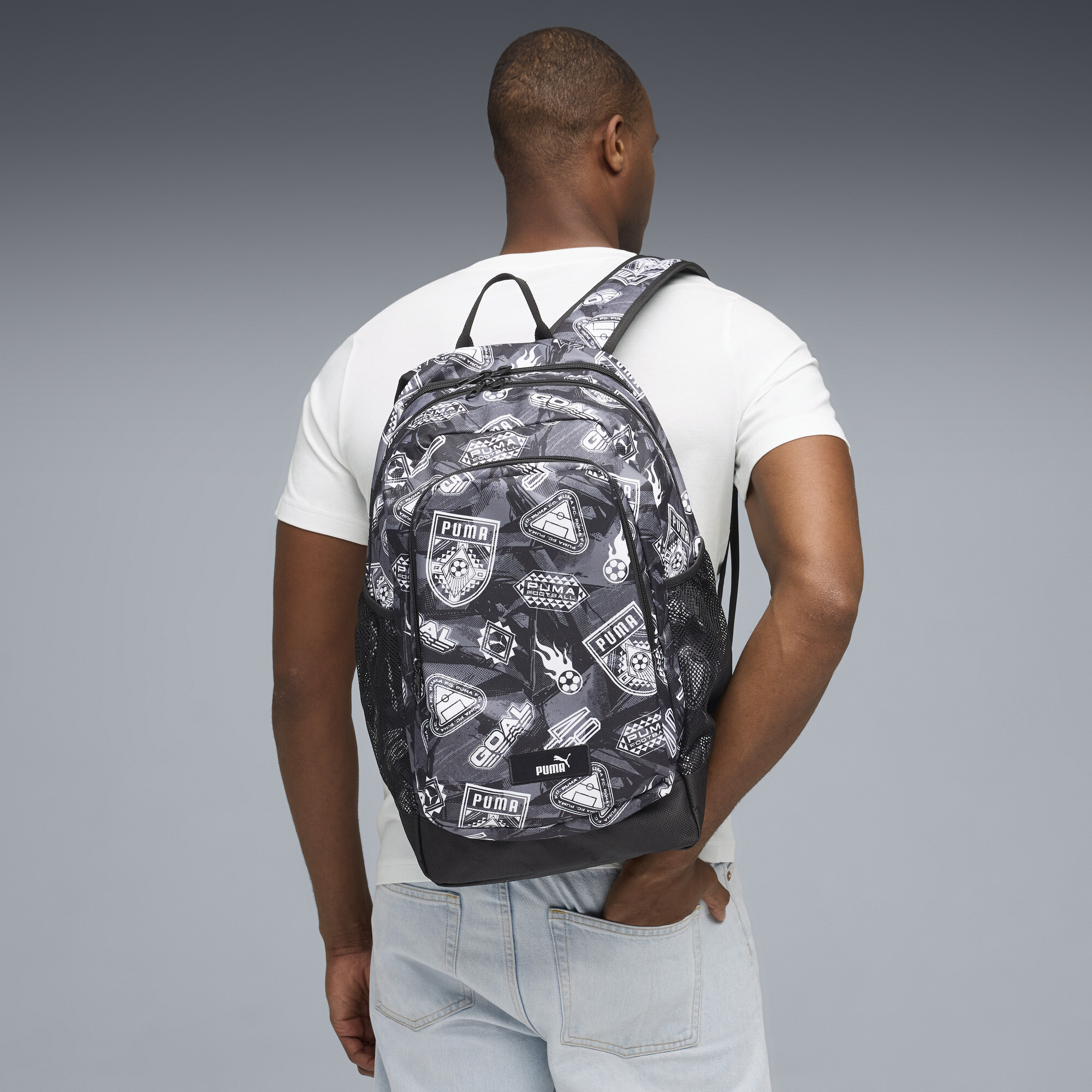 PUMA Academy 29L all-over print rugzak, Zwart thumbnail 4