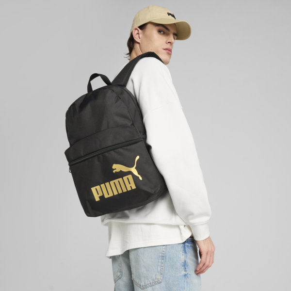 PUMA Phase Backpack, PUMA Black-Gold-No.1 Logo, large-ZAF