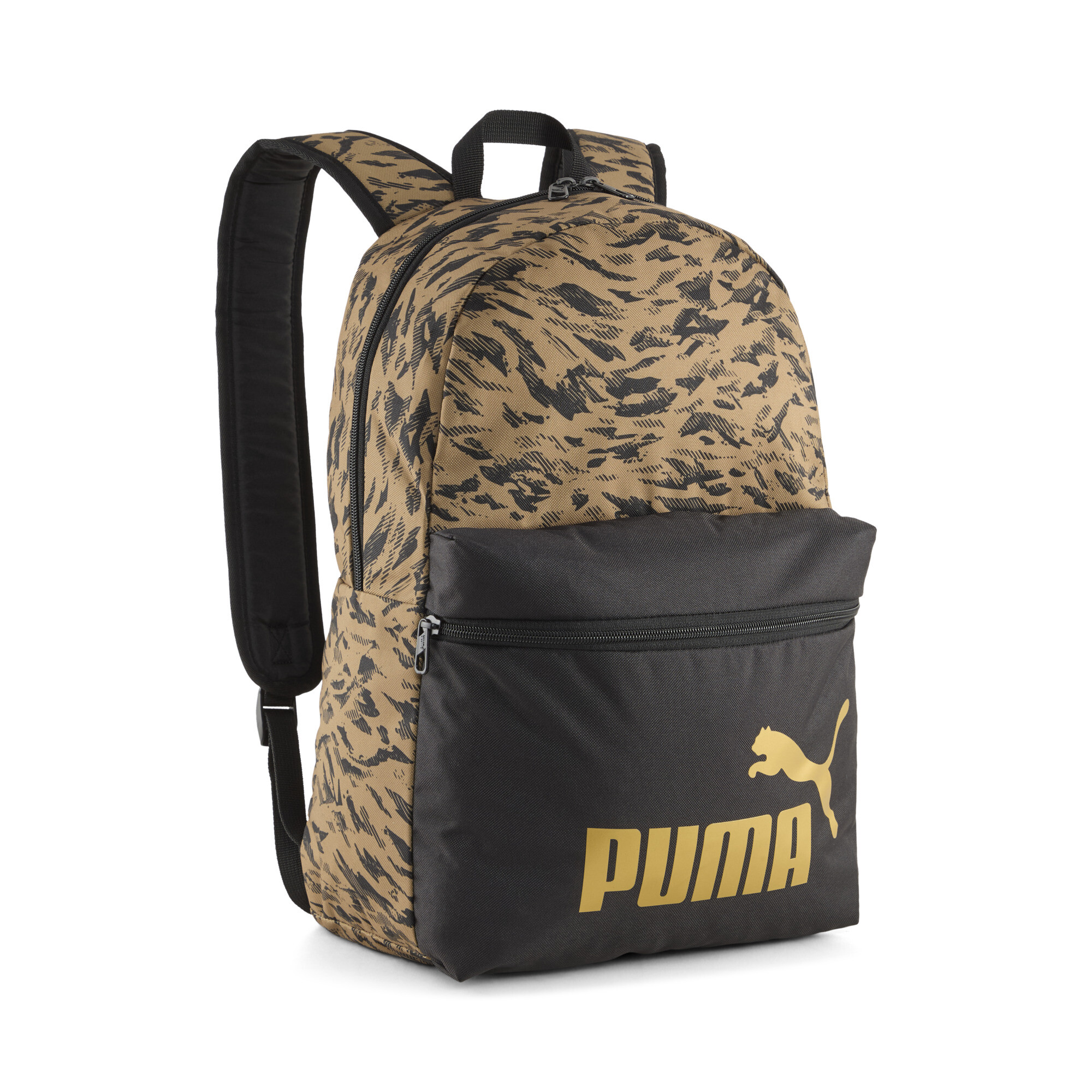 PUMA Phase 22 L rugzak met all-over-print, Zwart/Goud