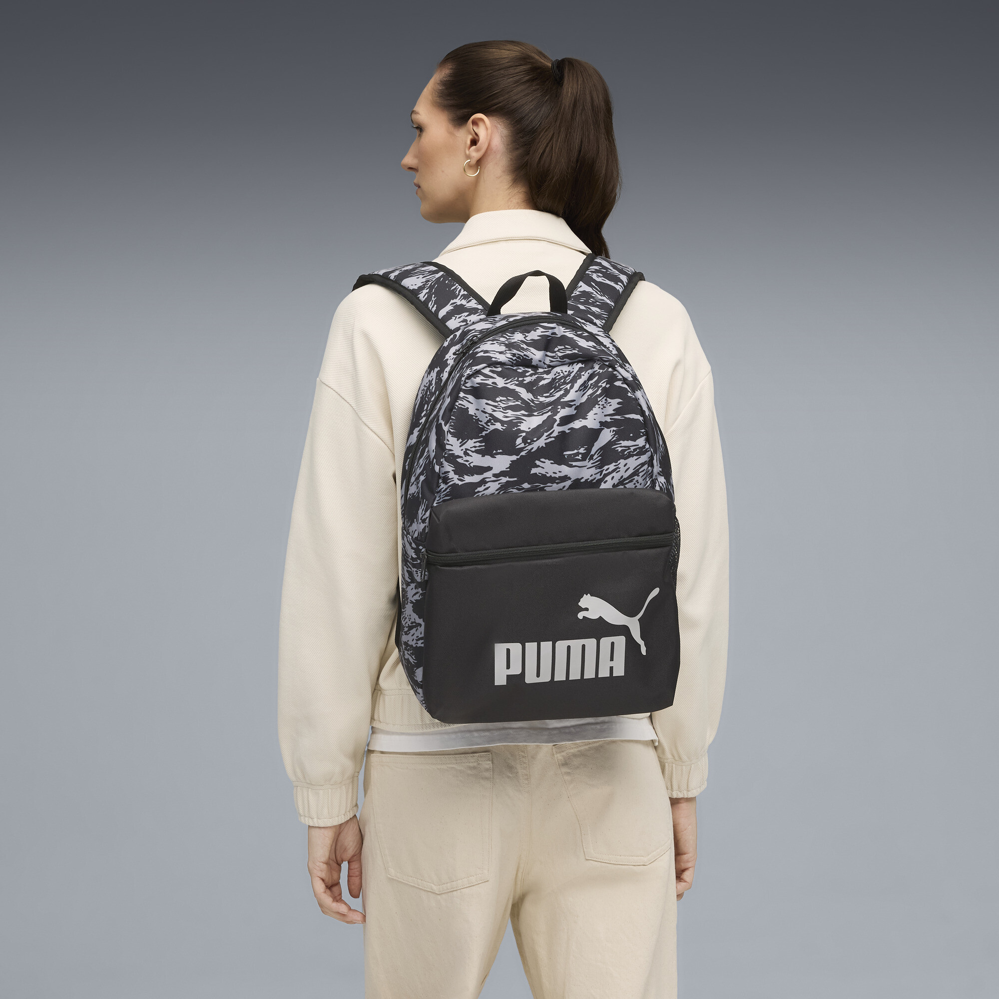 PUMA Phase 22 L rugzak met all-over-print, Zwart/Grijs thumbnail 5