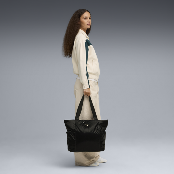 UP Shopper Bag, PUMA Black-metallic gold logo, large-ZAF