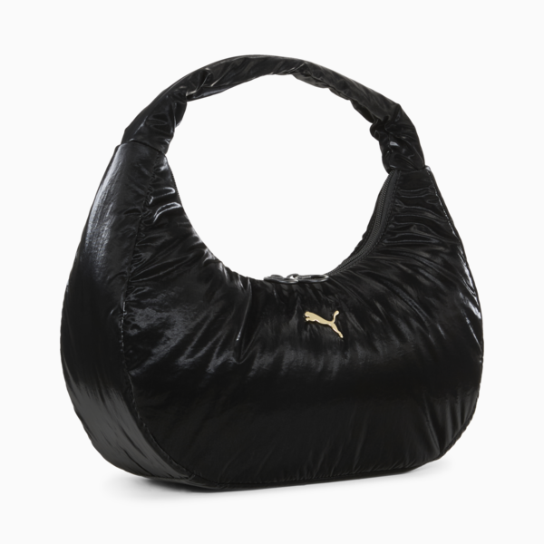 UP 5.5L Hobo Bag, PUMA Black-metallic gold logo, large-ZAF