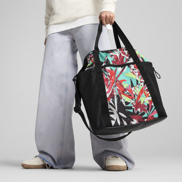 AT Essentials TROPICAL Tote Youth, PUMA Black-Wander Rush, large-MEX