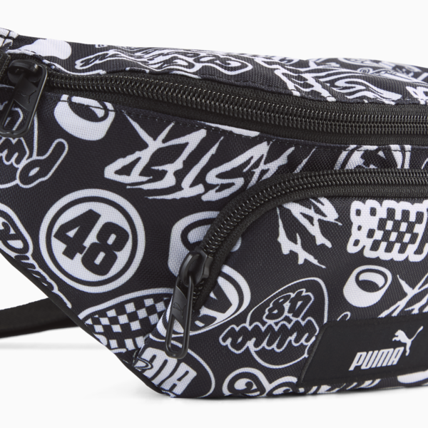 Academy 2L Waist Bag, PUMA Black-Turbo AOP, large-MEX