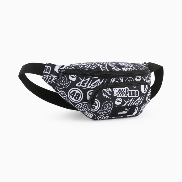 Academy 2L Waist Bag, PUMA Black-Turbo AOP, large-MEX