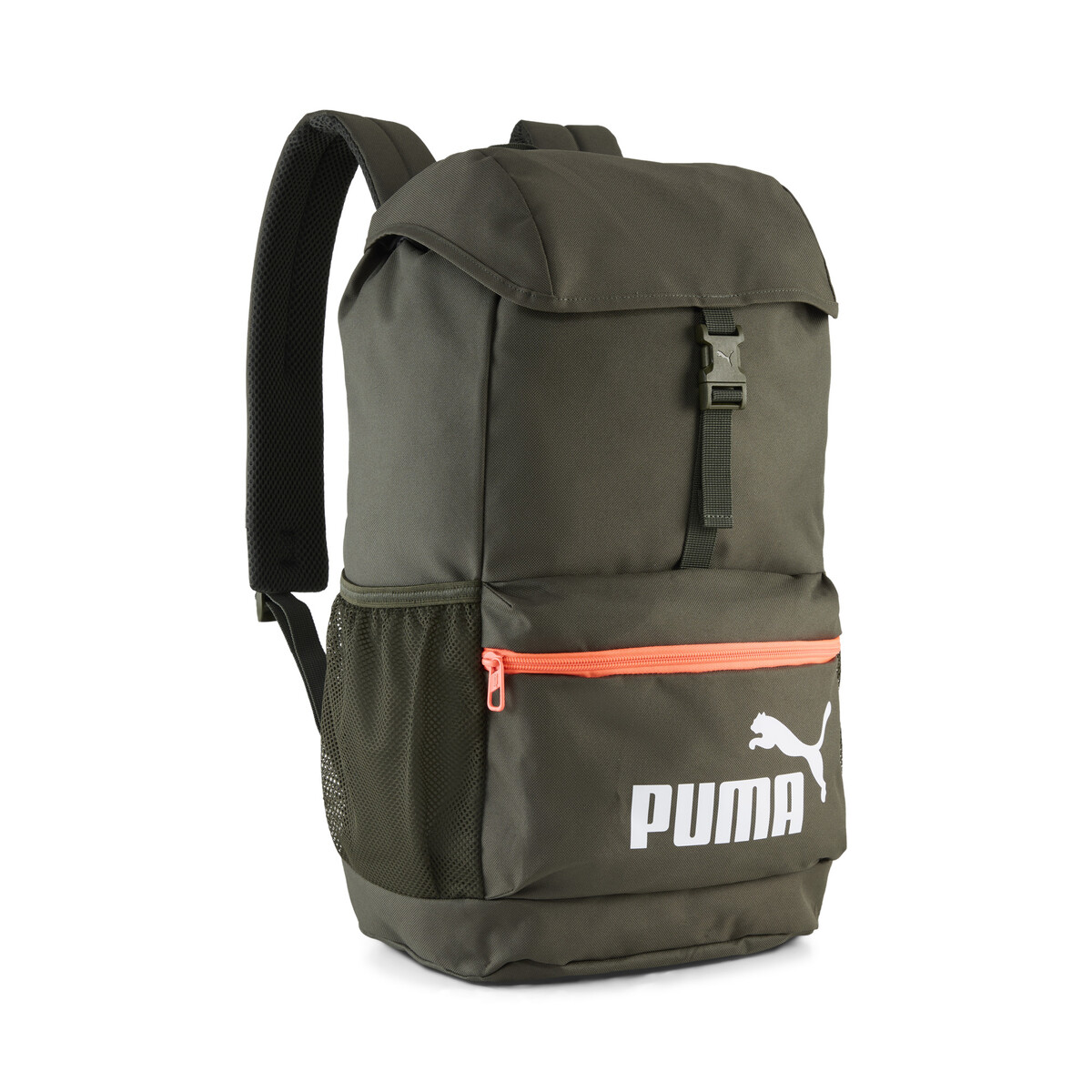 Phase Hooded 20L Backpack in Dark Olive/Glowing Red by PUMA, One Size