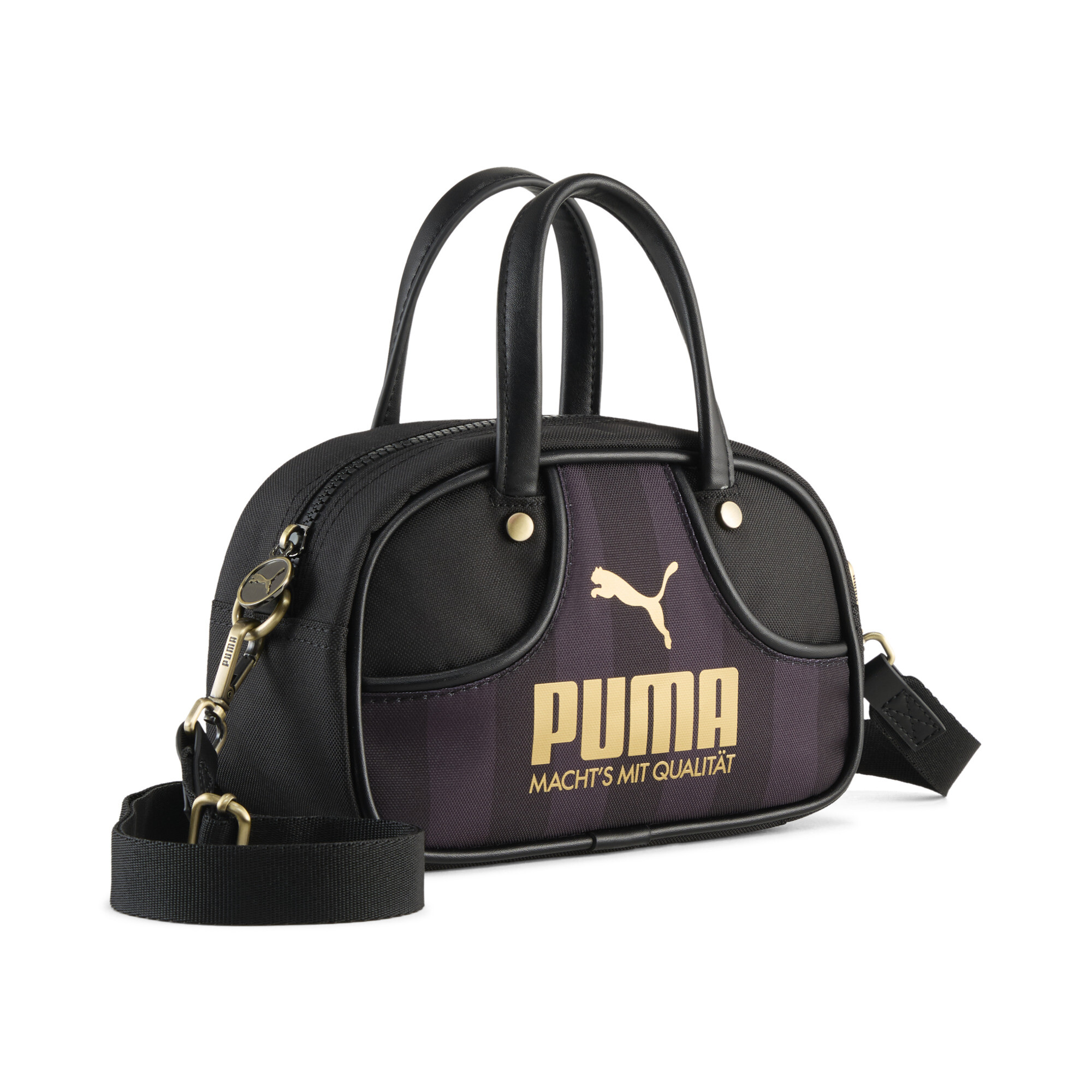 PUMA 1976 minisporttas voor Dames, Zwart/Goud