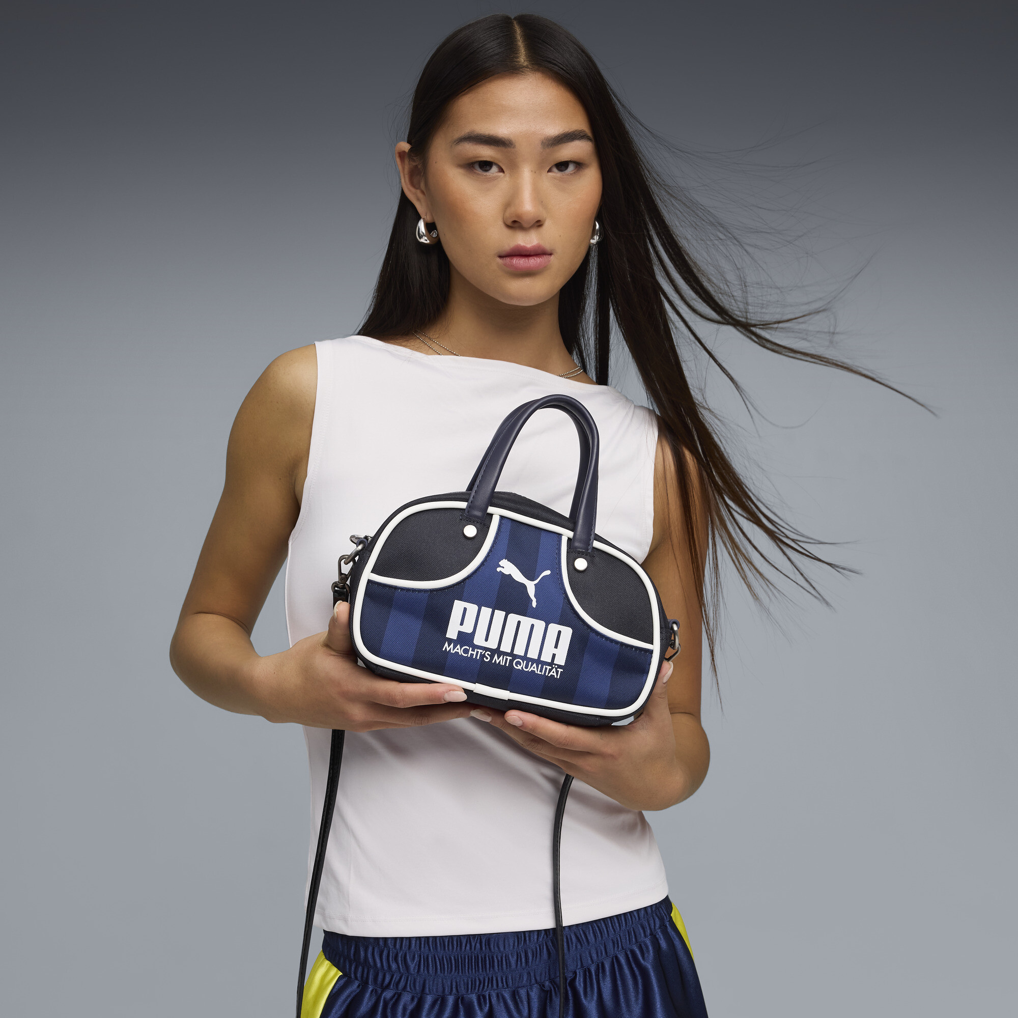 PUMA 1976 minisporttas voor Dames, Blauw/Wit thumbnail 4