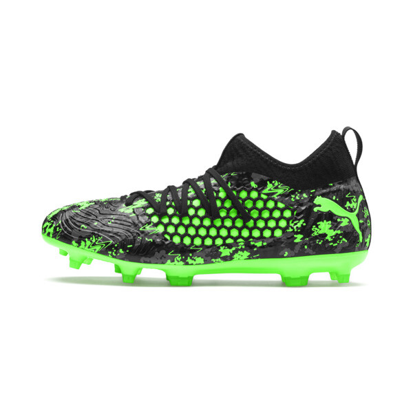 PUMA FUTURE 19.3 NETFIT FG/AG Men's Soccer Cleats Shoes in Black/Charcoal Grey/Green Gecko - 105539_04