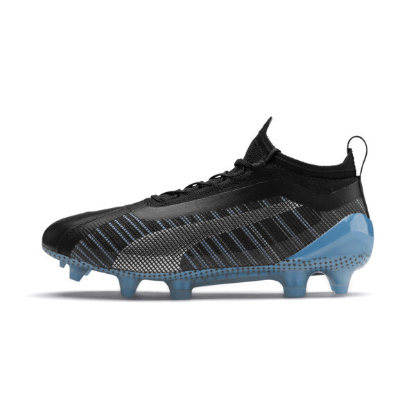 PUMA ONE 5.1 City FG/AG Soccer Cleats JR Shoes in Black/Sky Blue/White - 105739_01