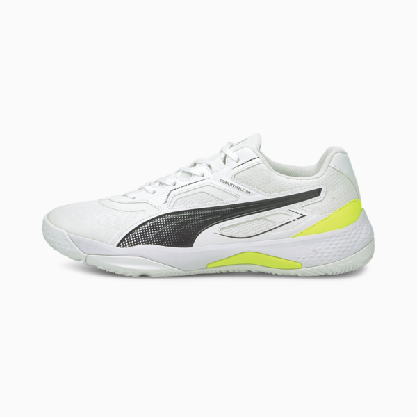 Solarstrike Indoor Sports Shoes, Puma White-Puma Black-Yellow Alert, large-ZAF