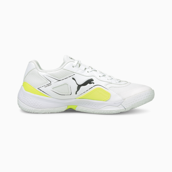 Solarstrike Indoor Sports Shoes, Puma White-Puma Black-Yellow Alert, large-ZAF