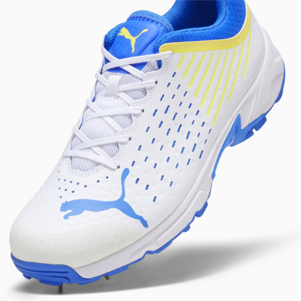 Spike 22.1 Men's Cricket Shoes, PUMA White-Ultra Blue-Yellow Blaze, large-ZAF
