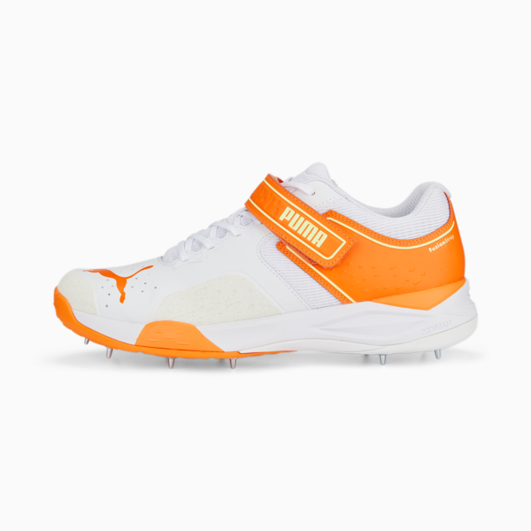Bowling 22.1 Men's Cricket Shoes, PUMA White-Ultra Orange-Fast Yellow, large-ZAF