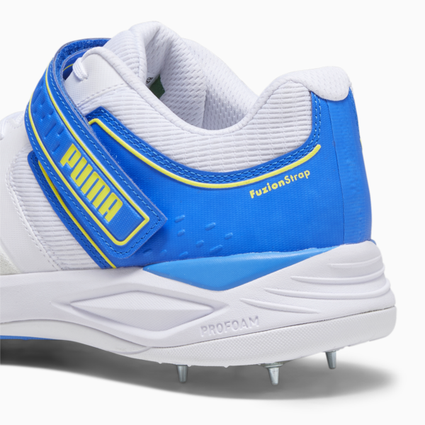 Bowling 22.1 Men's Cricket Shoes, PUMA White-Ultra Blue-Yellow Blaze, large-ZAF