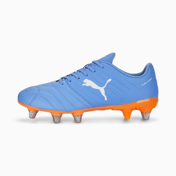Avant Men's Rugby Boots, Blue Glimmer-PUMA White-Ultra Orange, large-ZAF