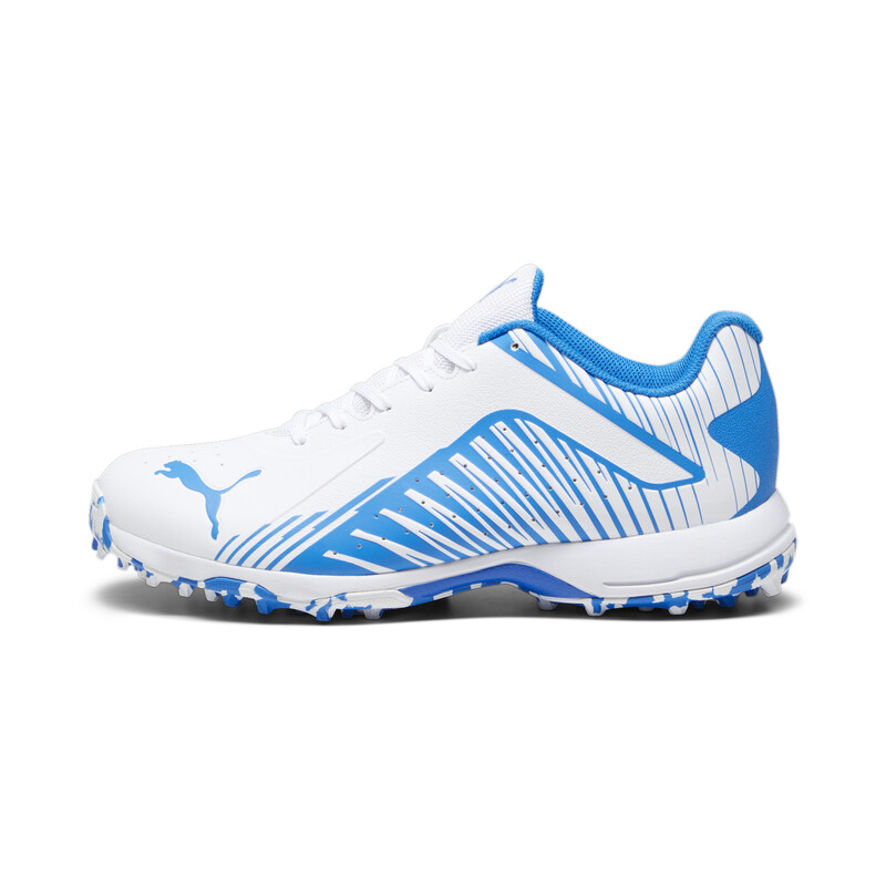 Men s PUMA 22 FH Rubber Unisex Cricket Shoes in White Black Blue size UK 9
